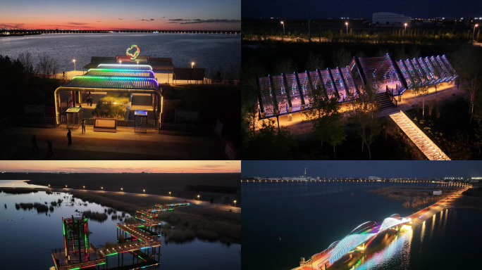 二连浩特 天鹅湖 夜景 休闲 日落 湖面