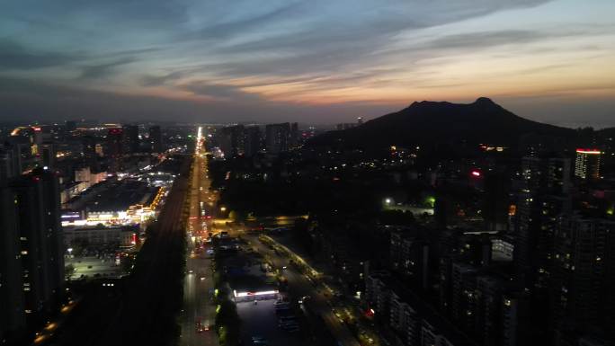 航拍连云港港口夜景