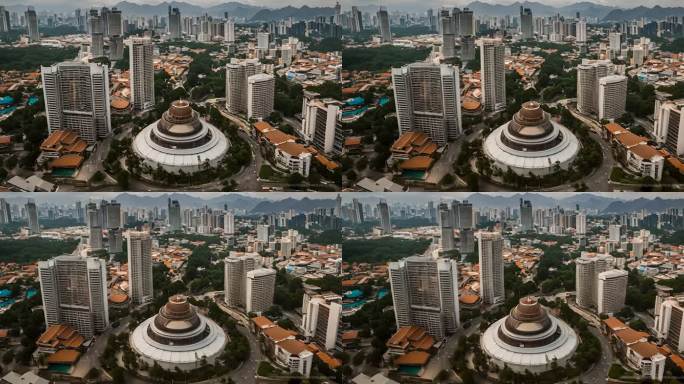 吉隆坡市中心塔楼屋顶航拍全景马来西亚
