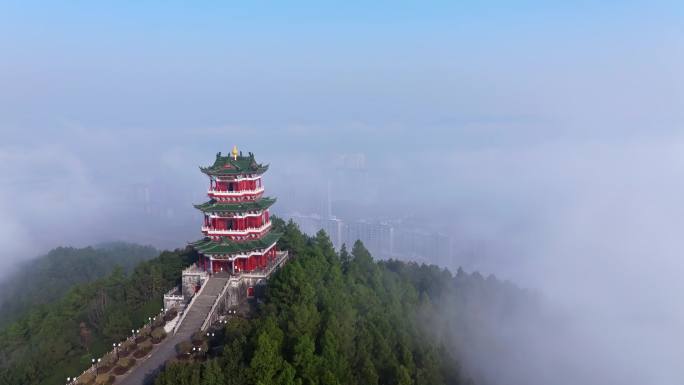 德兴市凤凰湖聚远楼航拍