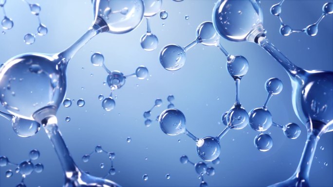 原创蓝色水分子球细胞水滴透明萃取皮肤精华