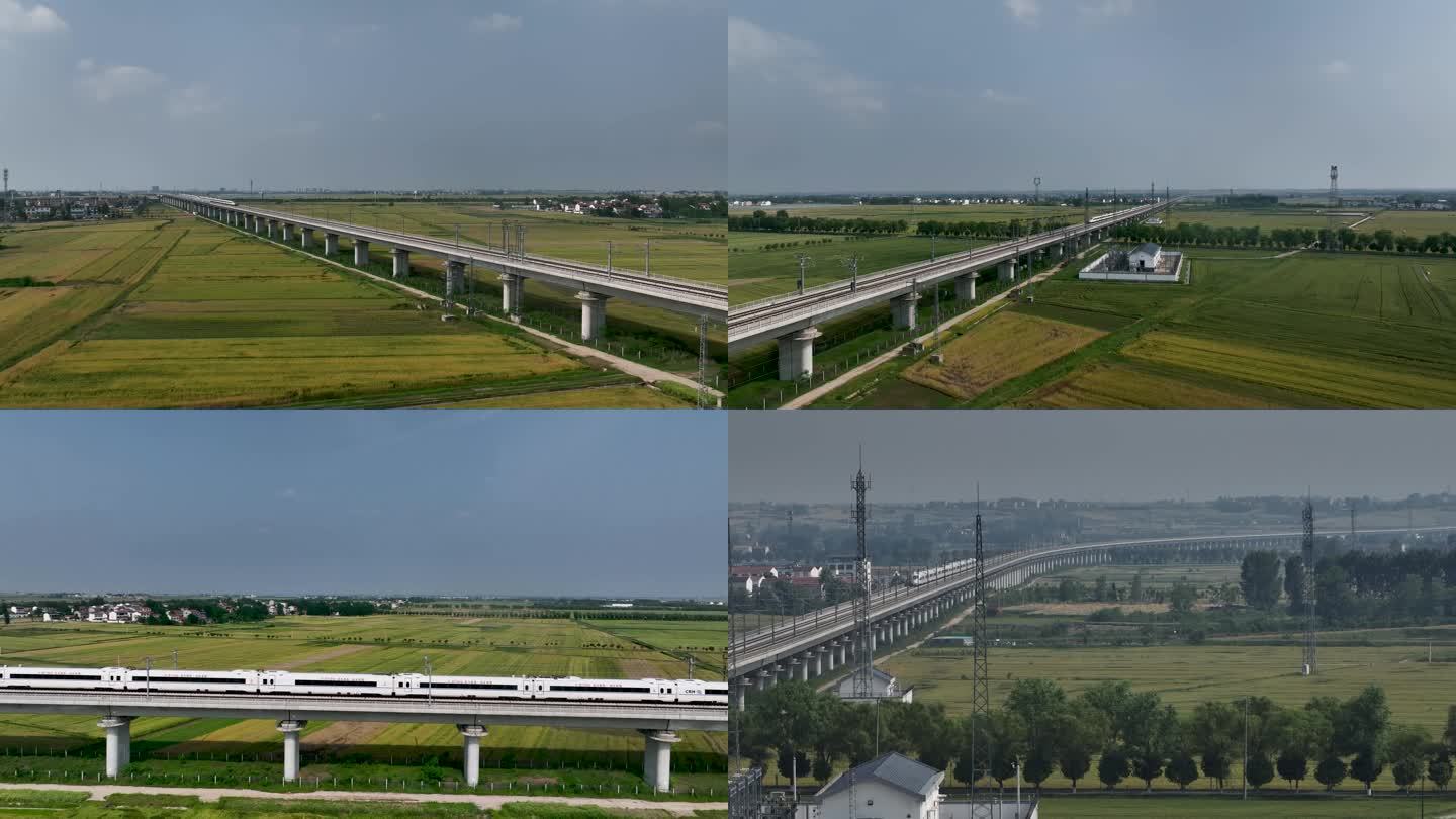 乡村振兴 中国速度 高铁穿过乡村素材