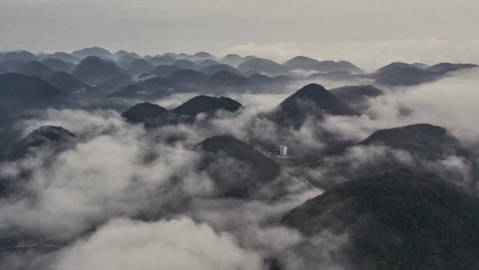 山水水墨画山航拍