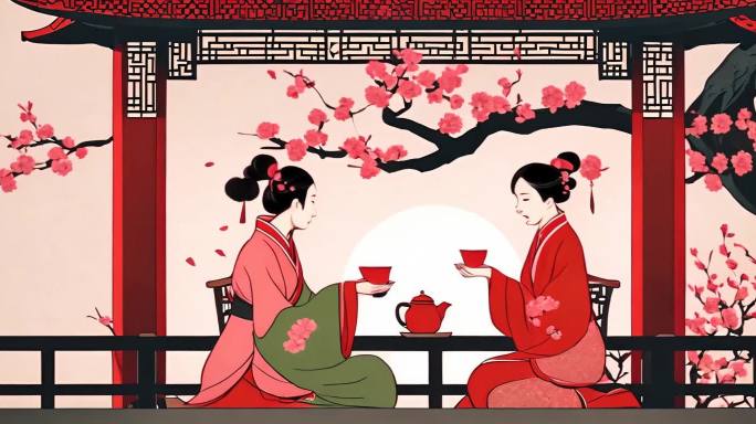 古代女子喝茶