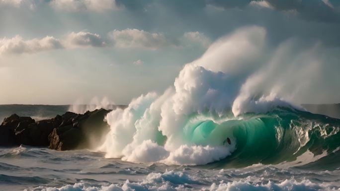 海浪礁石 海浪拍打礁石