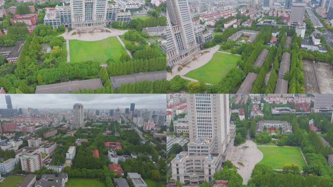 上海市复旦大学邯郸校区航拍校园风景风光素