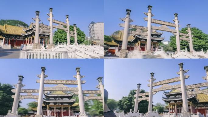 传统中式牌坊建筑移动延时-柳州文庙从心门