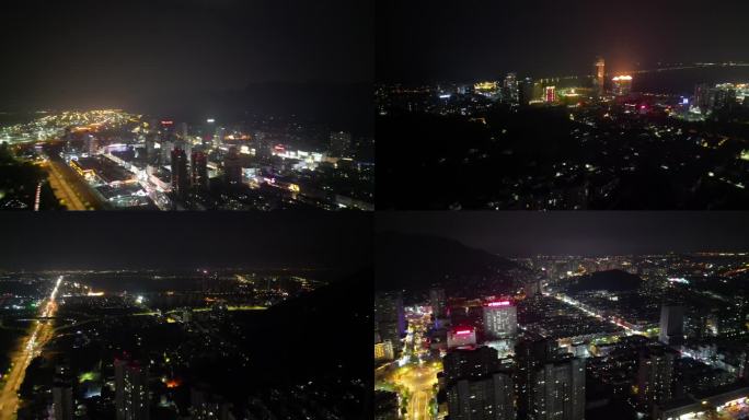 航拍连云港连云区城市夜景