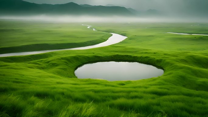 草原湿地河流绿色生态
