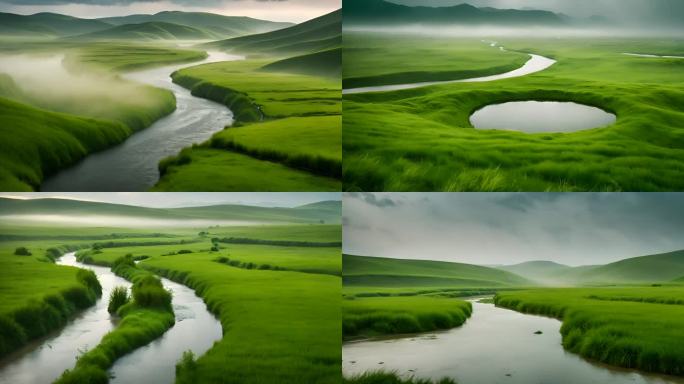 草原湿地河流绿色生态