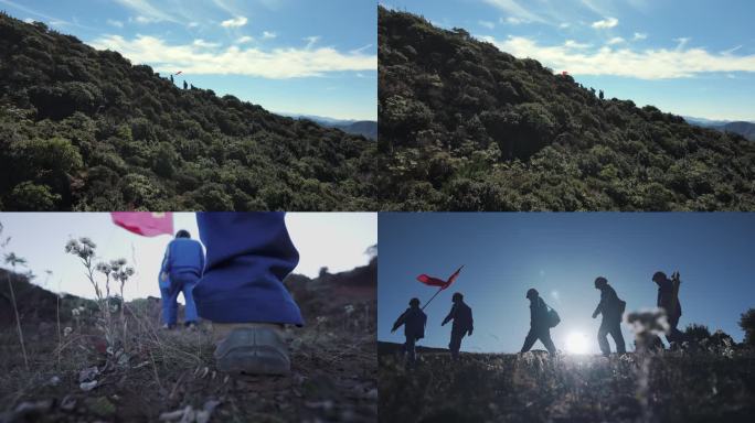 旅途 山脊  翻山越岭 徒步 爬山 行走