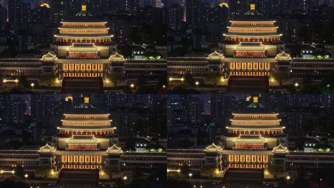 重庆人民大礼堂夜景航拍