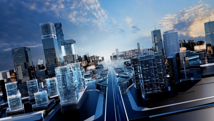 三维全息投影北京建筑生长科技城市穿梭