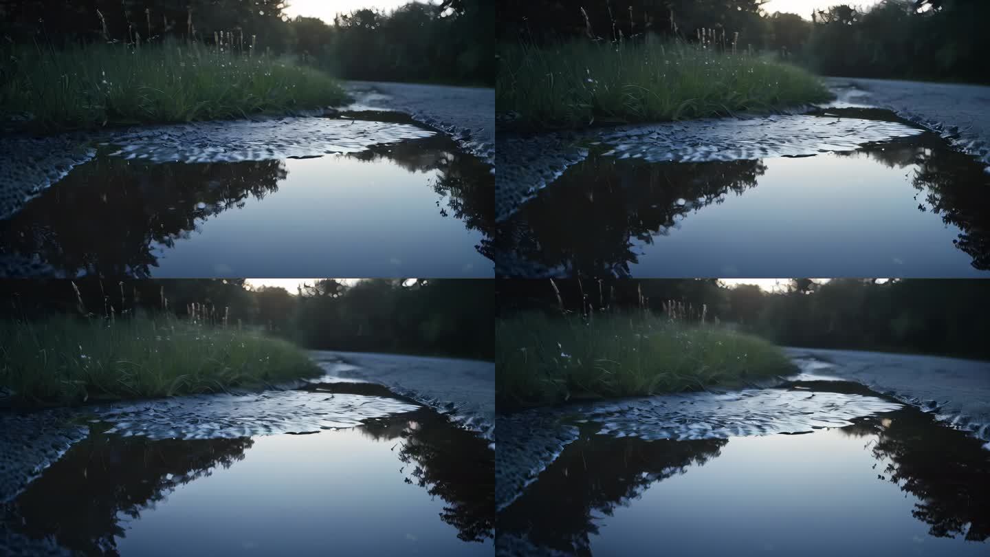 地面积水水面意境氛围写意空镜头