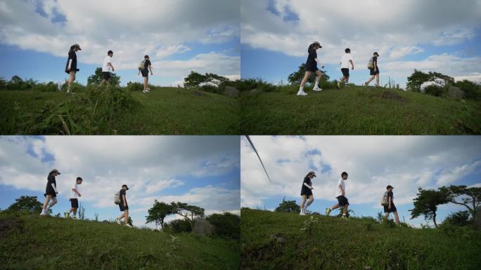 登山团队登山的人年轻人爬山登山