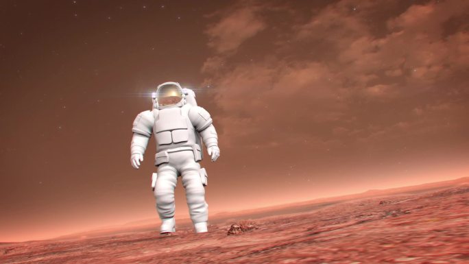 火星上行走的宇航员