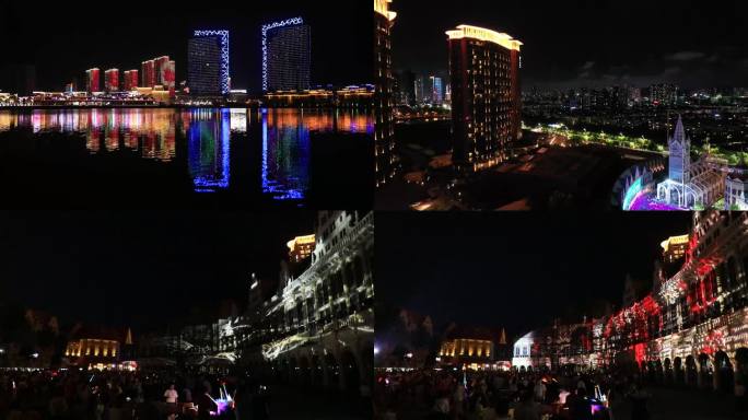 青岛西海岸滨海城市夜景夜文化航拍