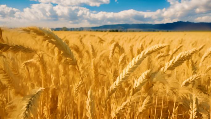 小麦麦田丰收农业粮食收割麦子麦粒麦苗航拍