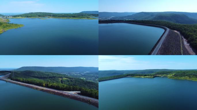 【8K】山顶清澈的水库湖泊河流
