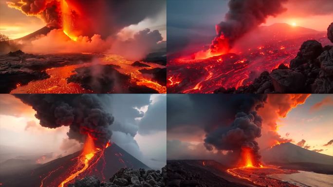 末日活火山爆发喷发岩浆自然灾害ai素材原