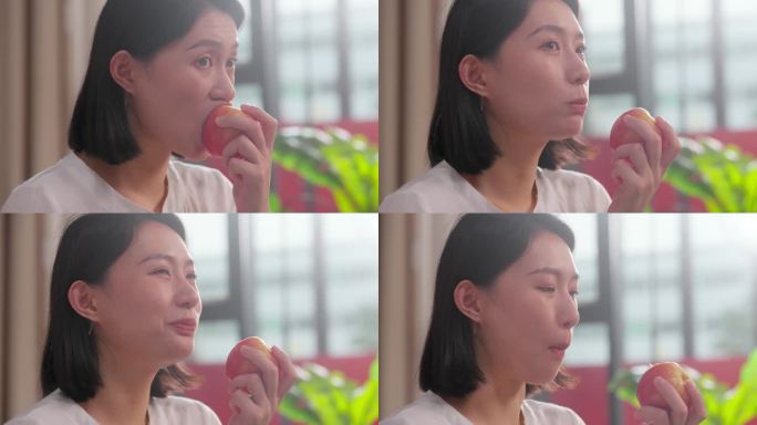 美女吃苹果