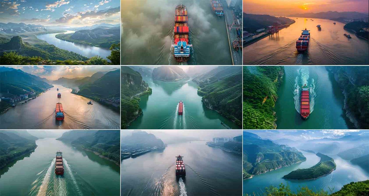 长江航运、通达全球和一带一路丝路航运素材