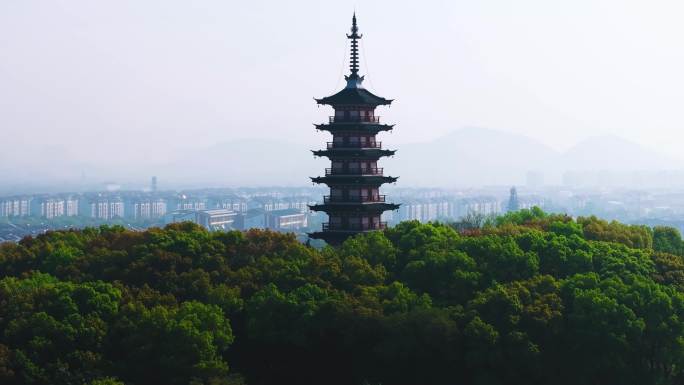 航拍苏州光福铜观音寺晚樱花风景合集