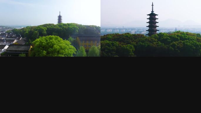 航拍苏州光福铜观音寺晚樱花风景合集