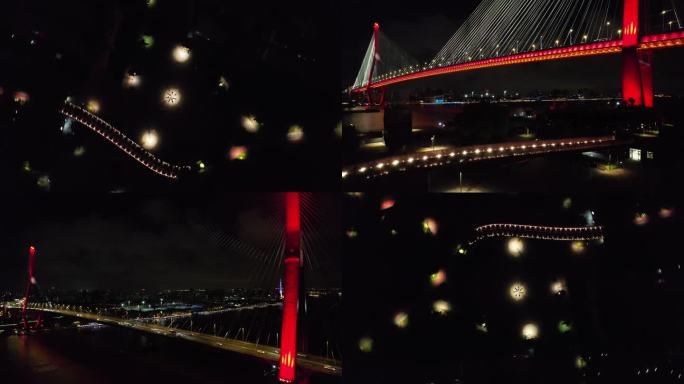 4K夜晚航拍摩托杨浦大桥氛围摩托车摆拍
