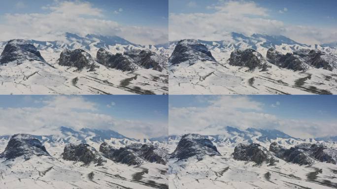 航拍新疆天山雪景