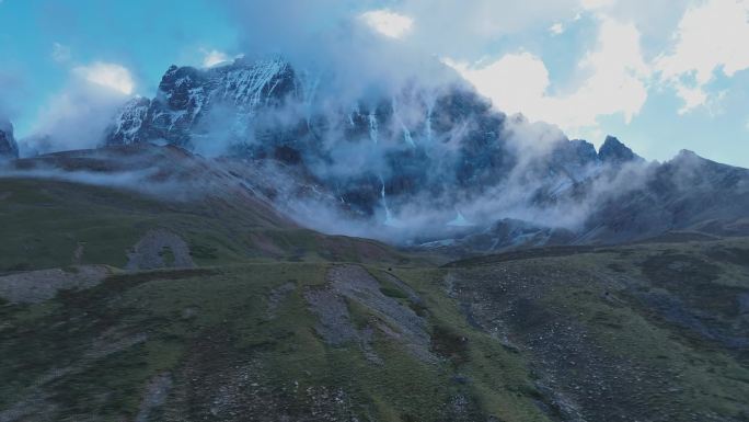 群山、云、湖泊、雪山、航拍、延时4K