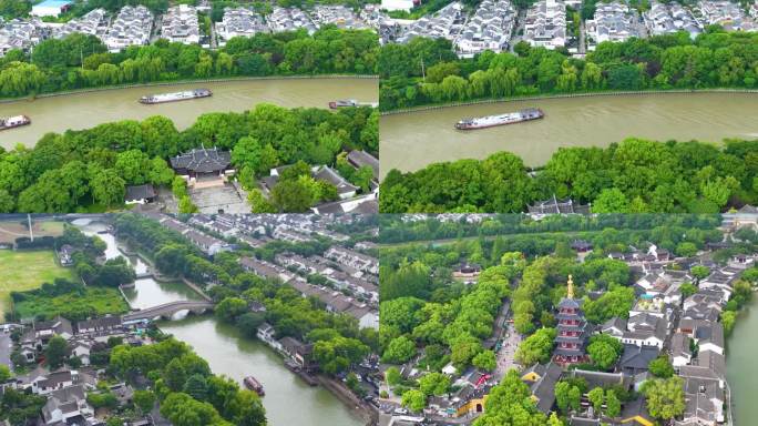 江苏苏州市姑苏区寒山寺风景风光航拍江南水