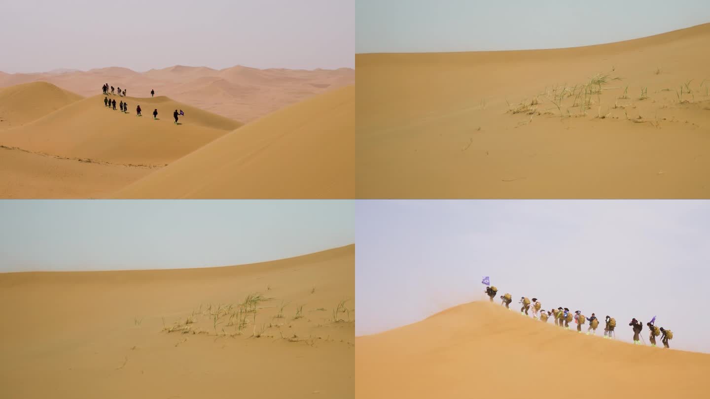 沙漠风沙中徒步