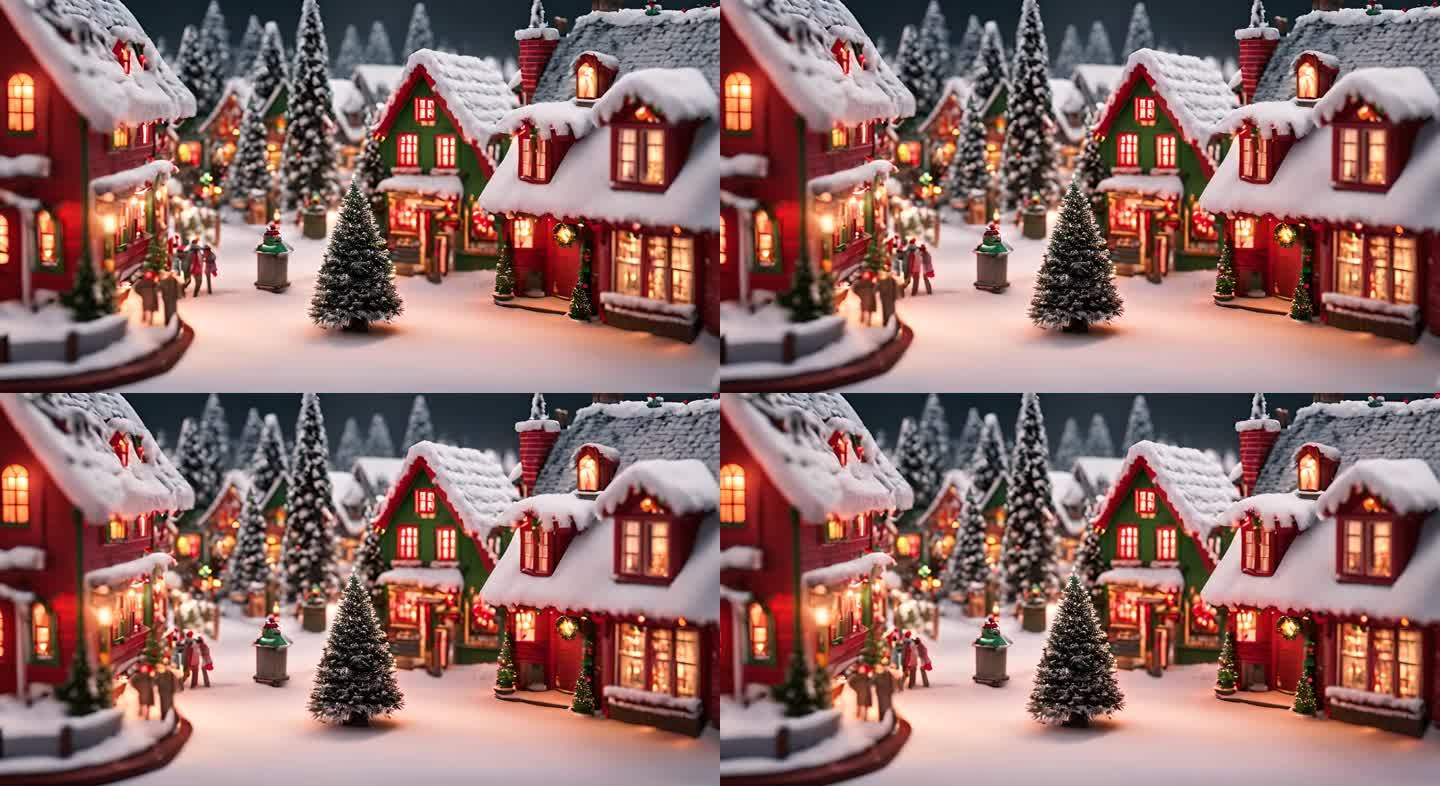 圣诞卡通房屋圣诞节日微缩模型