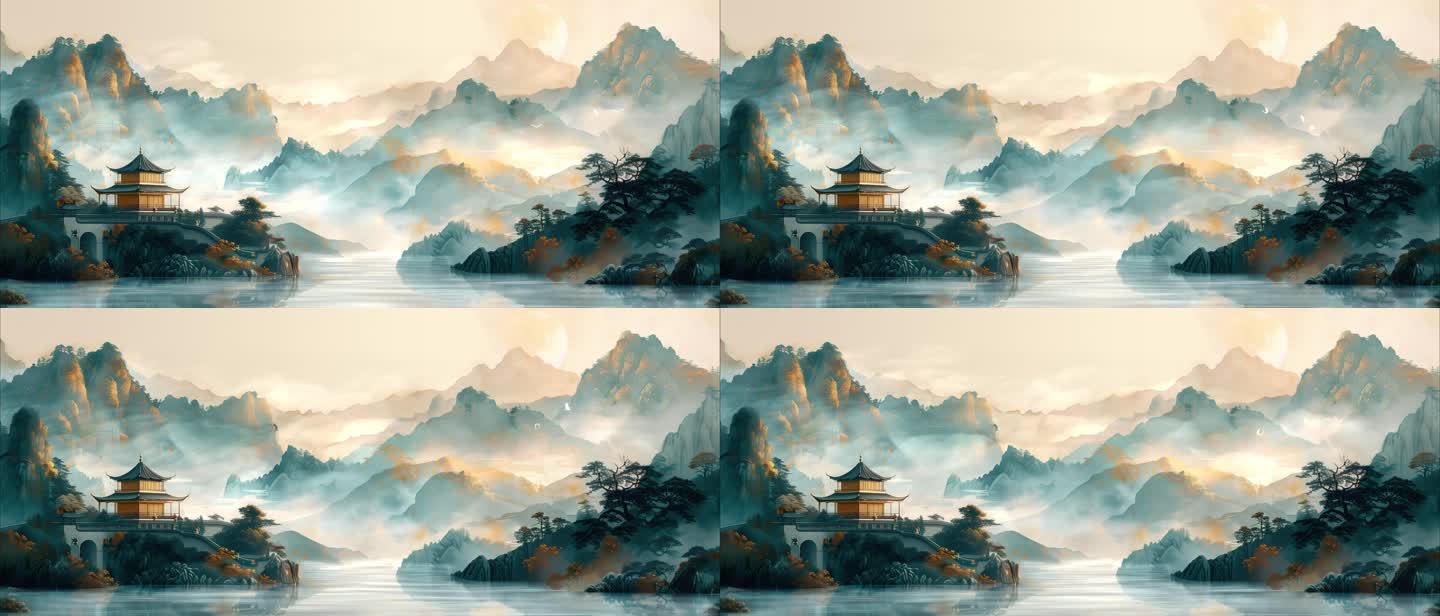 6K中国风山水画古风背景