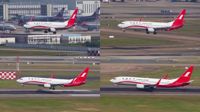 上海航空波音737 降落全过程特写镜头