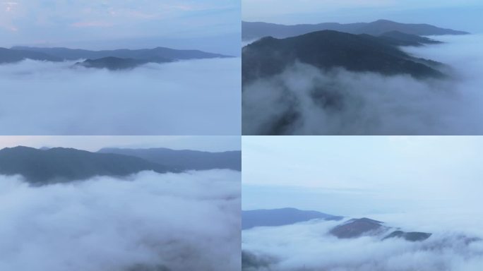 航拍山间云雾缭绕
