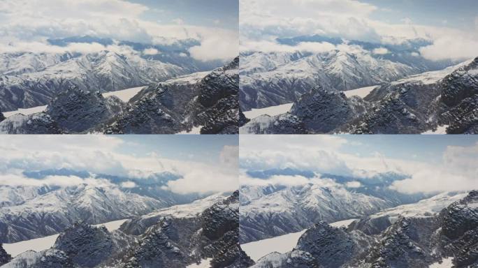 航拍新疆天山雪景