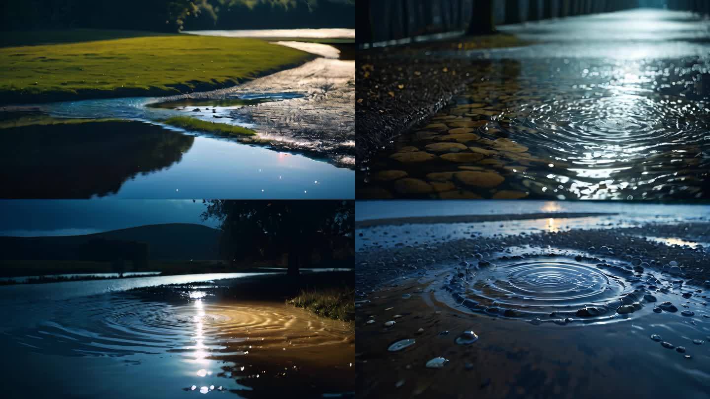 （合集）地面积水水面意境氛围写意空镜头