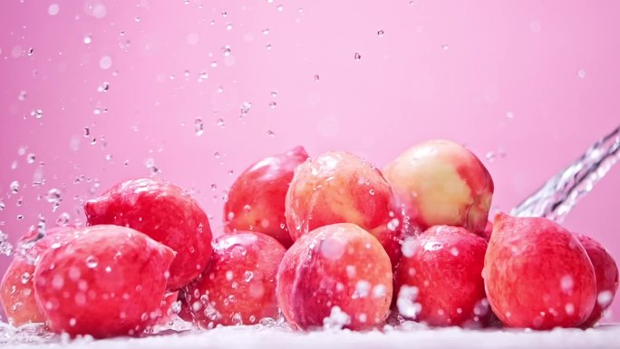 水蜜桃 桃子 新鲜水果碰撞实拍升格展示