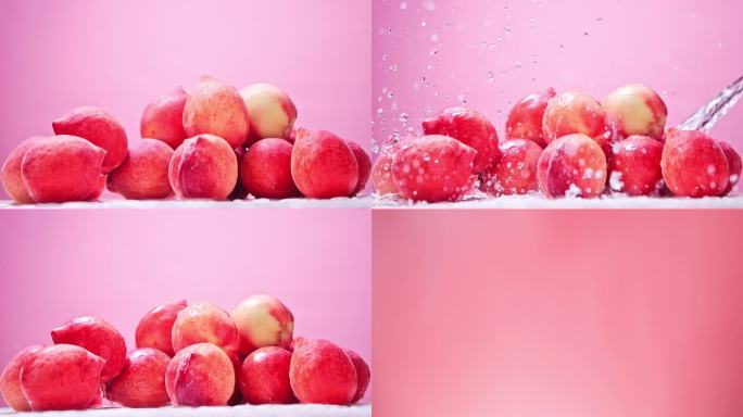 水蜜桃 桃子 新鲜水果碰撞实拍升格展示