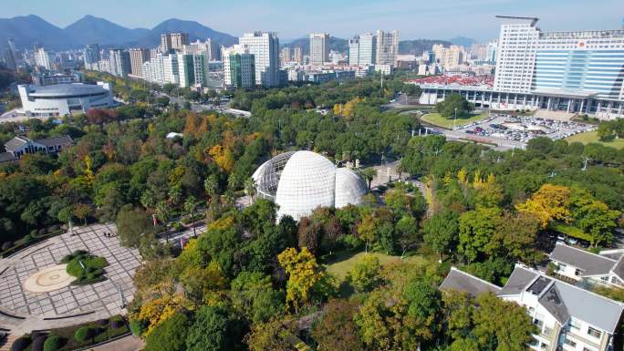 台州市温岭市锦屏公园航拍素材