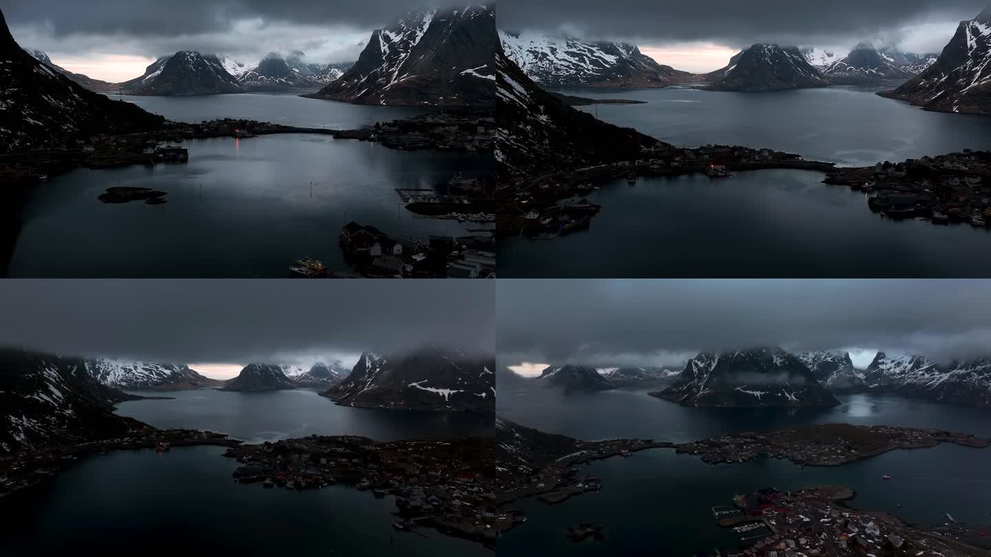 4K航拍挪威罗弗敦群岛风景