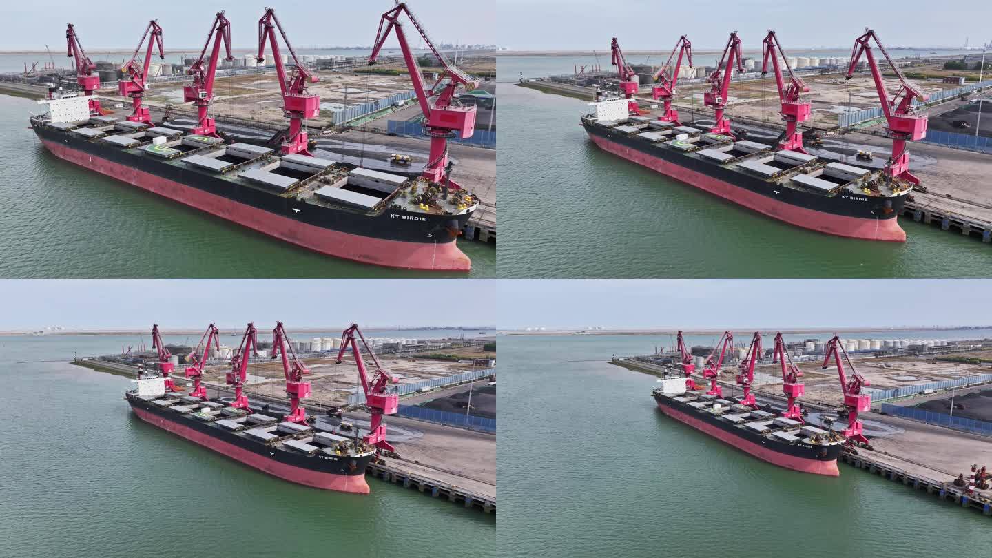 天津南港工业区通用码头煤炭装卸作业繁忙