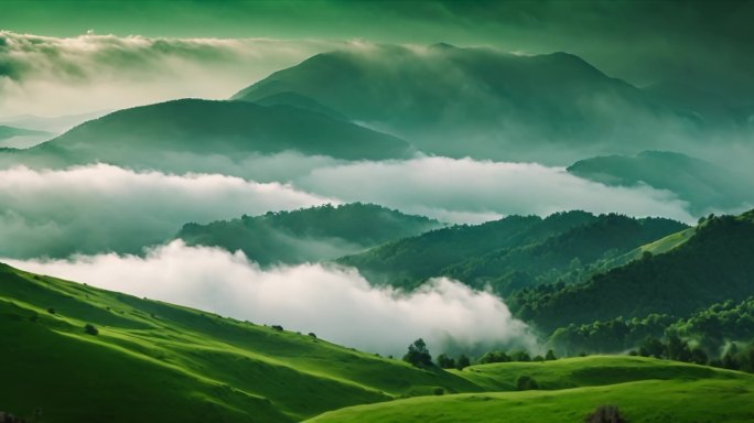 绿色山川云雾