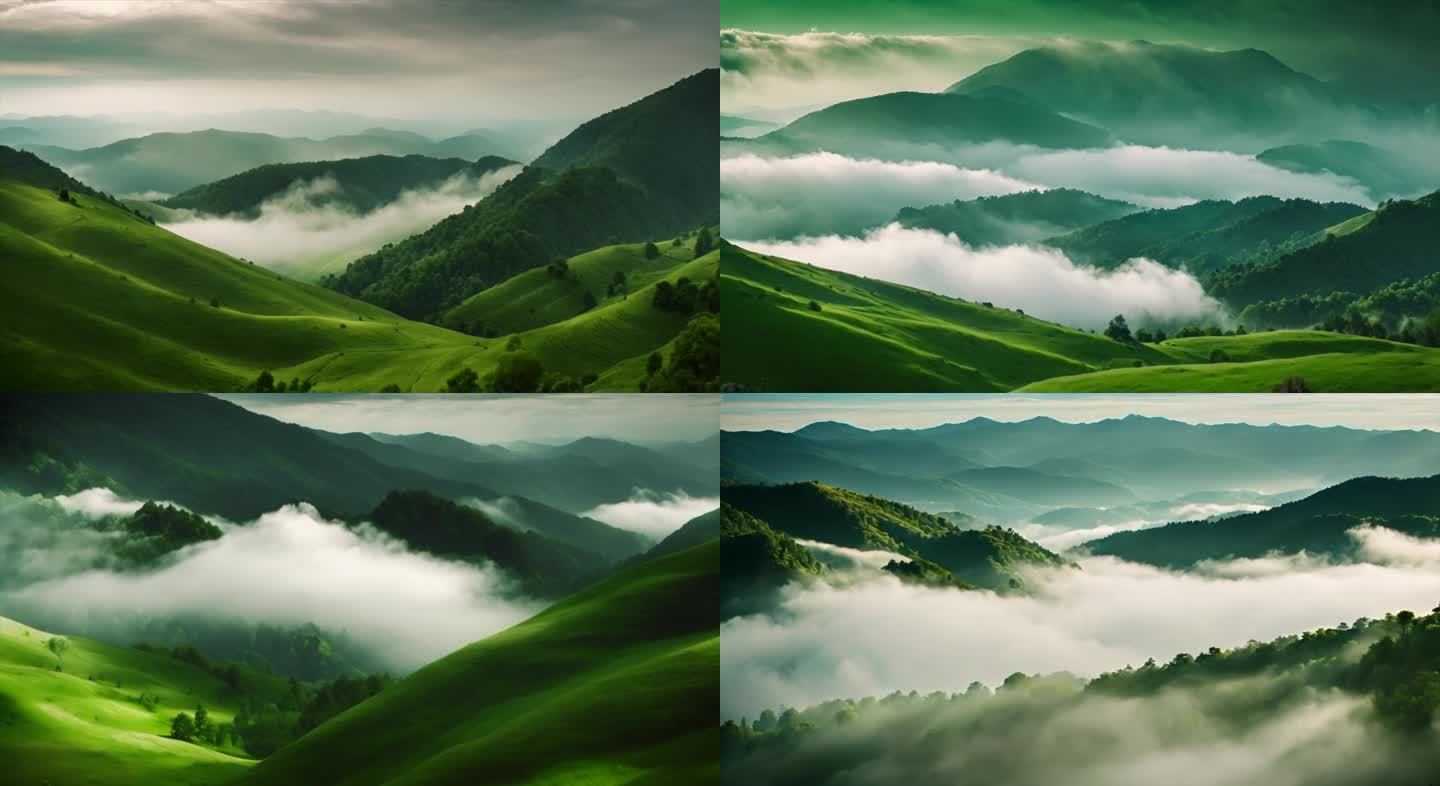 绿色山川云雾