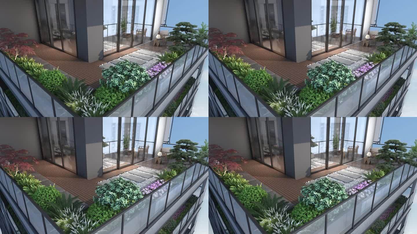 第四代住宅阳台景观动画素材