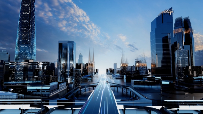 智慧城市北京建筑生长城市穿梭