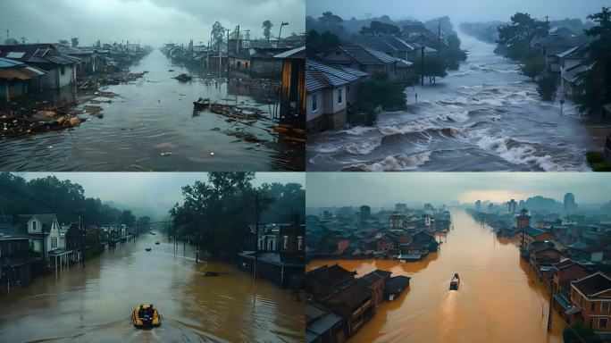 洪水 暴雨 水灾 泛滥 河流 溃堤 淹没