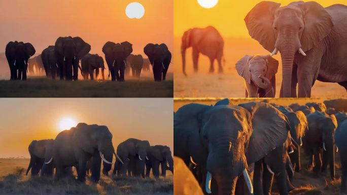 非洲大象群自然保护区素材